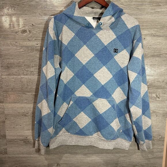 DC Sweatshirt Men's Large Gray Blue Hoodie Y2K Graphic Skate - Picture 1 of 8